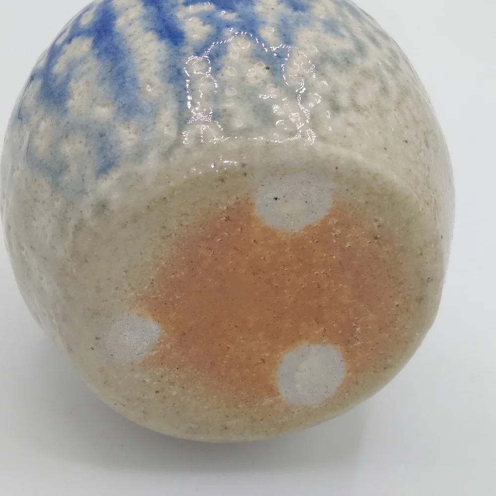 Artisan Hand Thrown Tri tone Textured Dapple Glazed Round Bud Vase Vintage - Picture 6 of 10